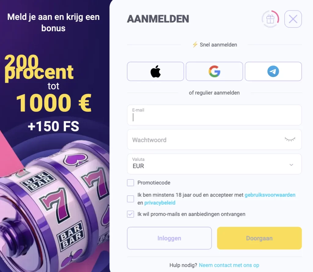 Registratie bij LalaBet Casino